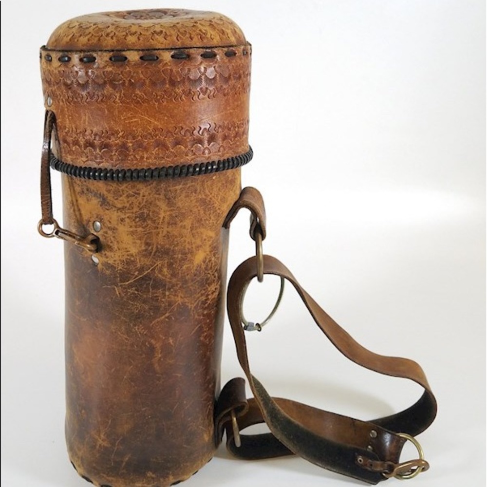 Embossed Leather Cylinder Shoulder Bag